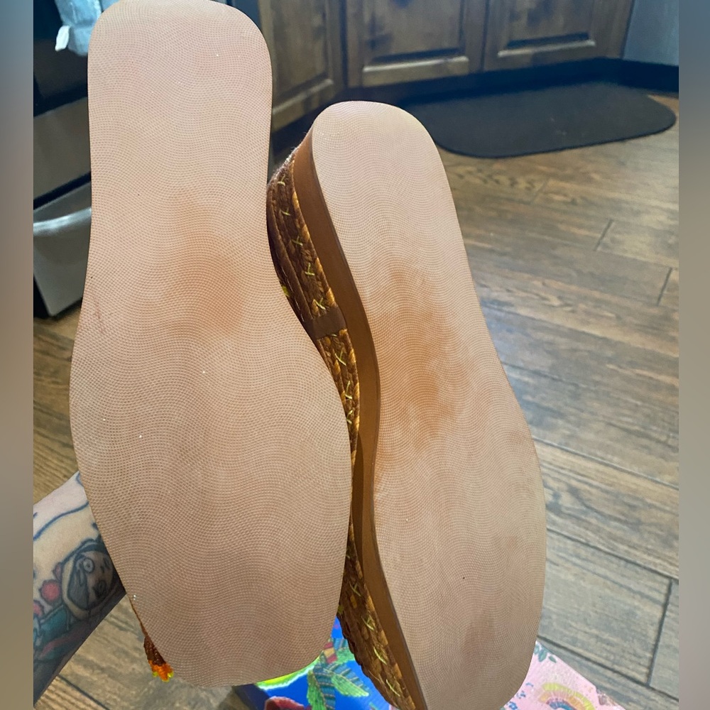 FARM Rio Brown Platform Espadrilles with Yellow & Purple Accents - Picture 11 of 16